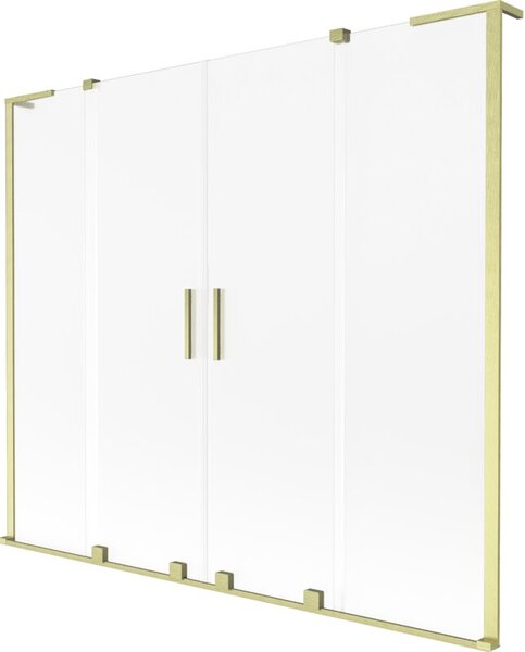 Mexen Velar L Duo parawan nawannowy 2-skrzydłowy rozsuwany 200 x 150 cm, szron, złoty szczotkowany - 896-200-003-32-55