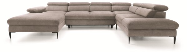 Masseno Narożnik MESTO z funkcją spania i pojemnikiem na pościel Narozniki U, Rozkładana sofa - Brązowy, VOGUE 04