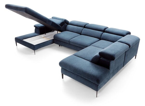 Masseno Narożnik MESTO z funkcją spania i pojemnikiem na pościel Narozniki U, Rozkładana sofa - Niebieski, VOGUE 13