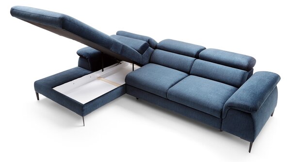 Masseno Narożnik MESTO z funkcją spania i pojemnikiem na pościel Narozniki L, Rozkładana sofa - Niebieski, VOGUE 13