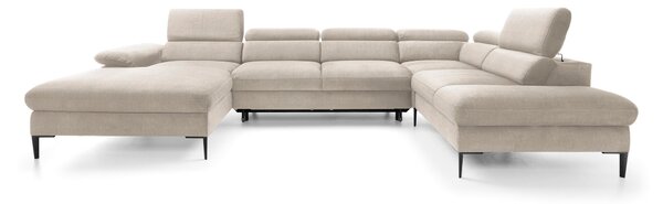 Masseno Narożnik MESTO z funkcją spania i pojemnikiem na pościel Narozniki U, Rozkładana sofa - Kremowy, VOGUE 01