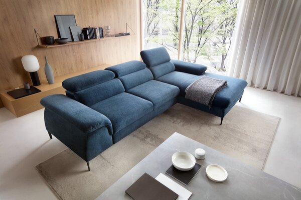 Masseno Narożnik MESTO z funkcją spania i pojemnikiem na pościel Narozniki L, Rozkładana sofa - Niebieski, VOGUE 13