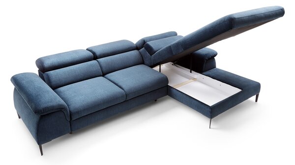 Masseno Narożnik MESTO z funkcją spania i pojemnikiem na pościel Narozniki L, Rozkładana sofa - Niebieski, VOGUE 13