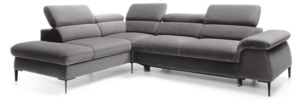 Masseno Narożnik MESTO z funkcją spania i pojemnikiem na pościel Narozniki L, Rozkładana sofa - Grafitowy, VOGUE 16