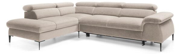 Masseno Narożnik MESTO z funkcją spania i pojemnikiem na pościel Narozniki L, Rozkładana sofa - Beżowy, VOGUE 02