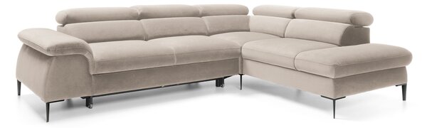 Masseno Narożnik MESTO z funkcją spania i pojemnikiem na pościel Narozniki L, Rozkładana sofa - Beżowy, VOGUE 02