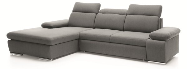 Masseno Narożnik GUIDO z funkcją spania i pojemnikiem na pościel Narozniki L, Rozkładana sofa - Szary, MONOLITH 84