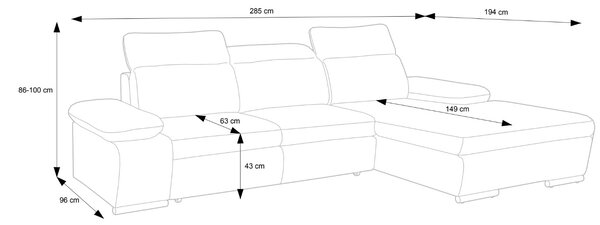 Masseno Narożnik GUIDO z funkcją spania i pojemnikiem na pościel Narozniki L, Rozkładana sofa - Szary, MONOLITH 84
