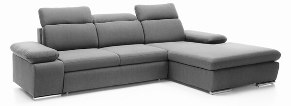 Masseno Narożnik GUIDO z funkcją spania i pojemnikiem na pościel Narozniki L, Rozkładana sofa - Szary, MONOLITH 84