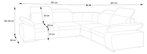 Masseno Narożnik TRENTO z funkcją spania i pojemnikiem na pościel Narozniki L, Rozkładana sofa - Szary, PUENTE 11