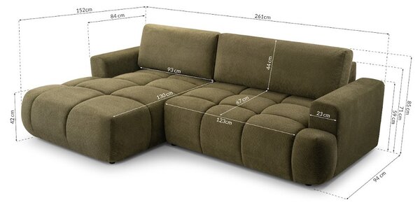 Masseno Narożnik VASTO z funkcją spania i pojemnikiem na pościel Narozniki L, Rozkładana sofa - Beżowy, VINCI 21