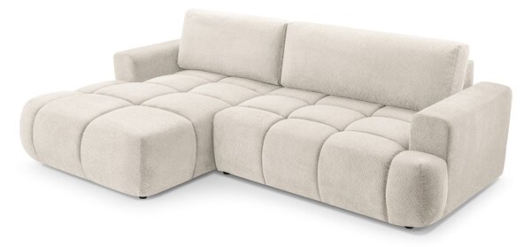 Masseno Narożnik VASTO z funkcją spania i pojemnikiem na pościel Narozniki L, Rozkładana sofa - Beżowy, VINCI 21