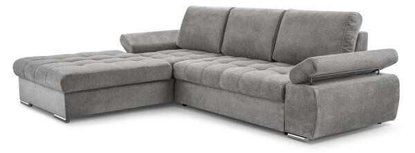 Masseno Narożnik SANDRO z funkcją spania i pojemnikiem na pościel Narozniki L, Rozkładana sofa - Szary, ARAGON 90