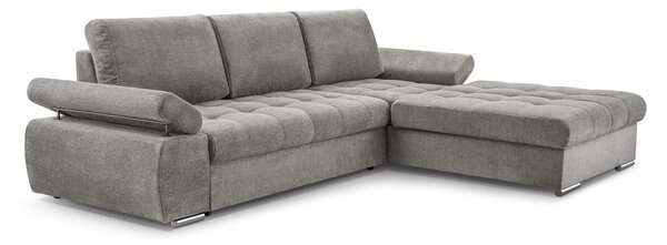 Masseno Narożnik SANDRO z funkcją spania i pojemnikiem na pościel Narozniki L, Rozkładana sofa - Szary, ARAGON 90