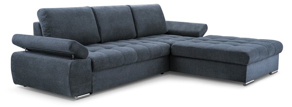 Masseno Narożnik SANDRO z funkcją spania i pojemnikiem na pościel Narozniki L, Rozkładana sofa - Niebieski, ARAGON 79