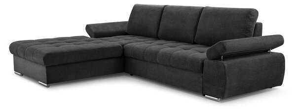 Masseno Narożnik SANDRO z funkcją spania i pojemnikiem na pościel Narozniki L, Rozkładana sofa - Czarny, ARAGON 99