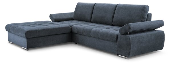 Masseno Narożnik SANDRO z funkcją spania i pojemnikiem na pościel Narozniki L, Rozkładana sofa - Niebieski, ARAGON 79