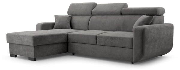 Masseno Narożnik CASTELLO z funkcją spania i pojemnikiem na pościel Narozniki L, Rozkładana sofa - Szary, VELO 635