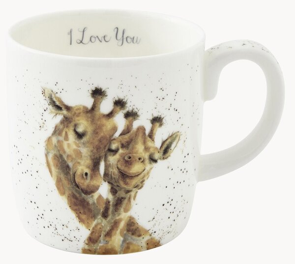 Kubek z porcelany kostnej I Love You Giraffe