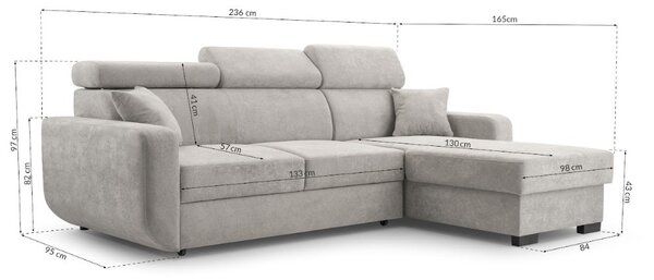 Masseno Narożnik CASTELLO z funkcją spania i pojemnikiem na pościel Narozniki L, Rozkładana sofa - Zielony, VELO 629