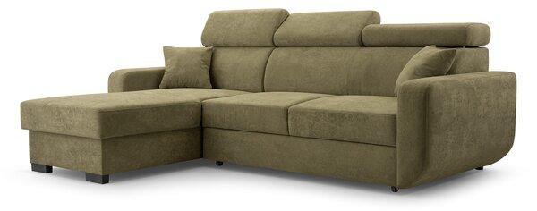 Masseno Narożnik CASTELLO z funkcją spania i pojemnikiem na pościel Narozniki L, Rozkładana sofa - Zielony, VELO 629