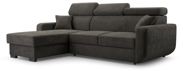 Masseno Narożnik CASTELLO z funkcją spania i pojemnikiem na pościel Narozniki L, Rozkładana sofa - Szary, VELO 636