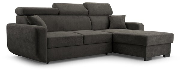Masseno Narożnik CASTELLO z funkcją spania i pojemnikiem na pościel Narozniki L, Rozkładana sofa - Szary, VELO 636