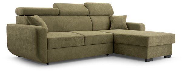 Masseno Narożnik CASTELLO z funkcją spania i pojemnikiem na pościel Narozniki L, Rozkładana sofa - Zielony, VELO 629