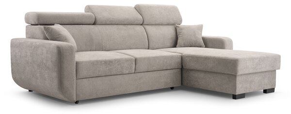 Masseno Narożnik CASTELLO z funkcją spania i pojemnikiem na pościel Narozniki L, Rozkładana sofa - Beżowy, VELO 623
