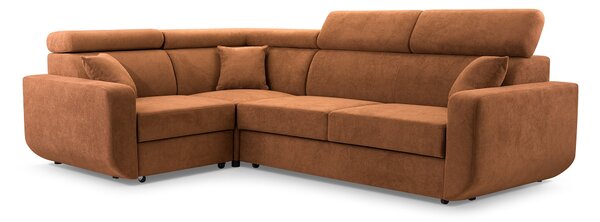 Masseno Narożnik RENO z funkcją spania i pojemnikiem na pościel Narozniki L, Rozkładana sofa - Miedziany, VELO 627