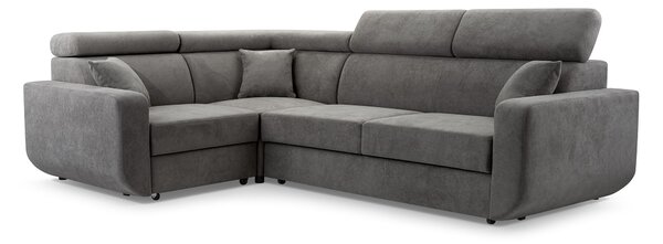 Masseno Narożnik RENO z funkcją spania i pojemnikiem na pościel Narozniki L, Rozkładana sofa - Szary, VELO 635