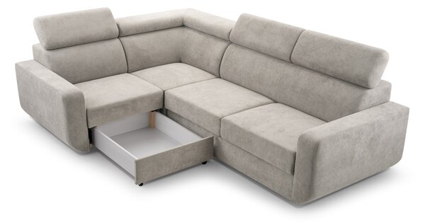 Masseno Narożnik RENO z funkcją spania i pojemnikiem na pościel Narozniki L, Rozkładana sofa - Szary, VELO 633