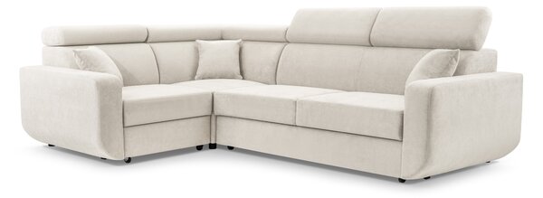 Masseno Narożnik RENO z funkcją spania i pojemnikiem na pościel Narozniki L, Rozkładana sofa - Beżowy, VELO 621