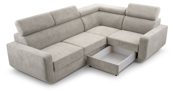 Masseno Narożnik RENO z funkcją spania i pojemnikiem na pościel Narozniki L, Rozkładana sofa - Szary, VELO 633