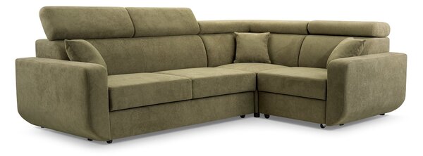 Masseno Narożnik RENO z funkcją spania i pojemnikiem na pościel Narozniki L, Rozkładana sofa - Zielony, VELO 629