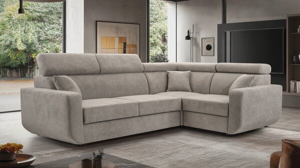 Masseno Narożnik RENO z funkcją spania i pojemnikiem na pościel Narozniki L, Rozkładana sofa - Szary, VELO 633