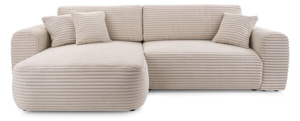 Masseno Narożnik VIVA z funkcją spania i pojemnikiem na pościel Narozniki L, Rozkładana sofa - Beżowy, TILIA 03