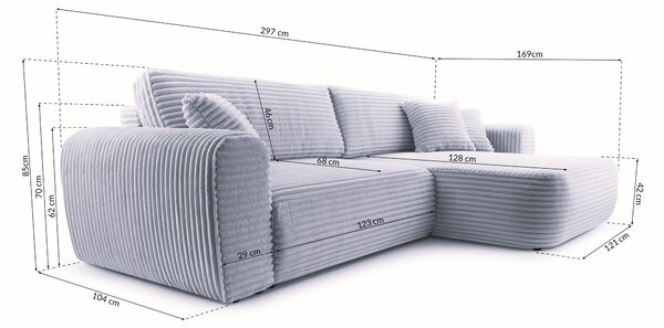 Masseno Narożnik VIVA z funkcją spania i pojemnikiem na pościel Narozniki L, Rozkładana sofa - Zielony, TILIA 39