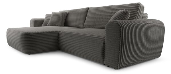 Masseno Narożnik VIVA z funkcją spania i pojemnikiem na pościel Narozniki L, Rozkładana sofa - Szary, TILIA 90
