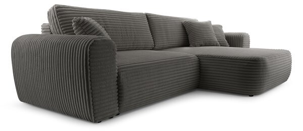Masseno Narożnik VIVA z funkcją spania i pojemnikiem na pościel Narozniki L, Rozkładana sofa - Szary, TILIA 90