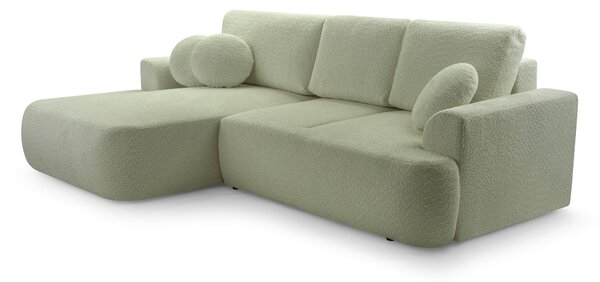Masseno Narożnik FILO z funkcją spania i pojemnikiem na pościel Narozniki L, Rozkładana sofa - Zielony, CORAL 55