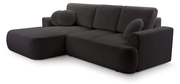 Masseno Narożnik FILO z funkcją spania i pojemnikiem na pościel Narozniki L, Rozkładana sofa - Czarny, CORAL 60