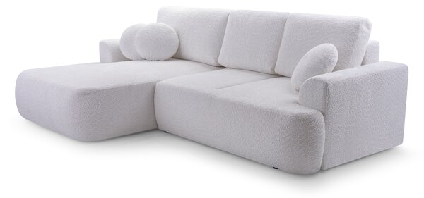 Masseno Narożnik FILO z funkcją spania i pojemnikiem na pościel Narozniki L, Rozkładana sofa - Biały, CORAL 70