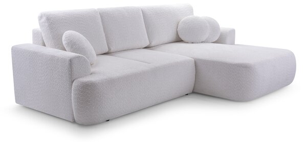 Masseno Narożnik FILO z funkcją spania i pojemnikiem na pościel Narozniki L, Rozkładana sofa - Biały, CORAL 70