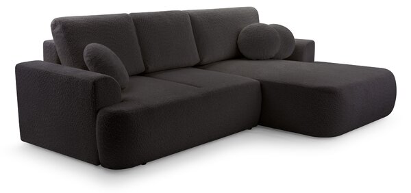 Masseno Narożnik FILO z funkcją spania i pojemnikiem na pościel Narozniki L, Rozkładana sofa - Czarny, CORAL 60