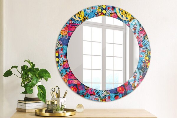 Lustro dekoracyjne okrągłe Kolorowe bazgroły