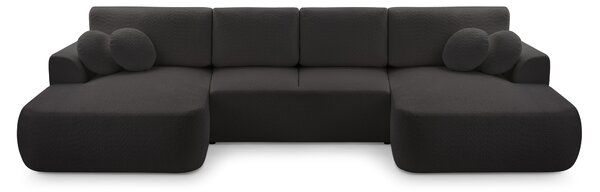 Masseno Narożnik FILO z funkcją spania i pojemnikiem na pościel Narozniki U, Rozkładana sofa - Czarny, CORAL 60