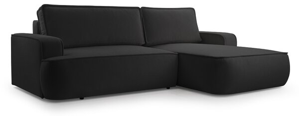 Masseno Narożnik SOLO z funkcją spania i pojemnikiem na pościel Narozniki L, Rozkładana sofa - Czarny, GERRA 75