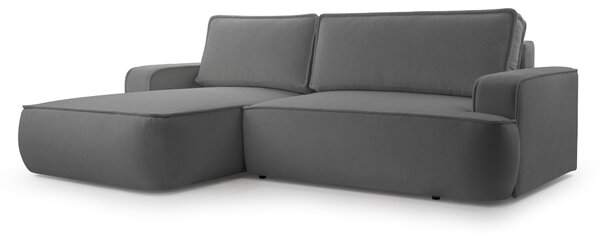 Masseno Narożnik SOLO z funkcją spania i pojemnikiem na pościel Narozniki L, Rozkładana sofa - Szary, GERRA 70
