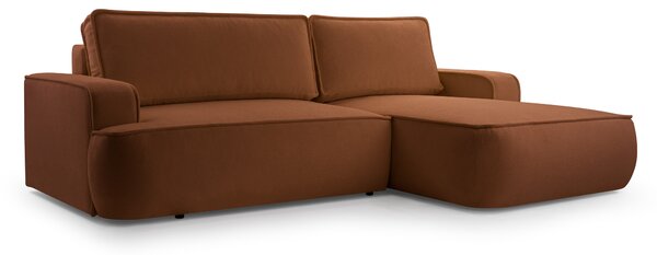 Masseno Narożnik SOLO z funkcją spania i pojemnikiem na pościel Narozniki L, Rozkładana sofa - Ceglasty, GERRA 25